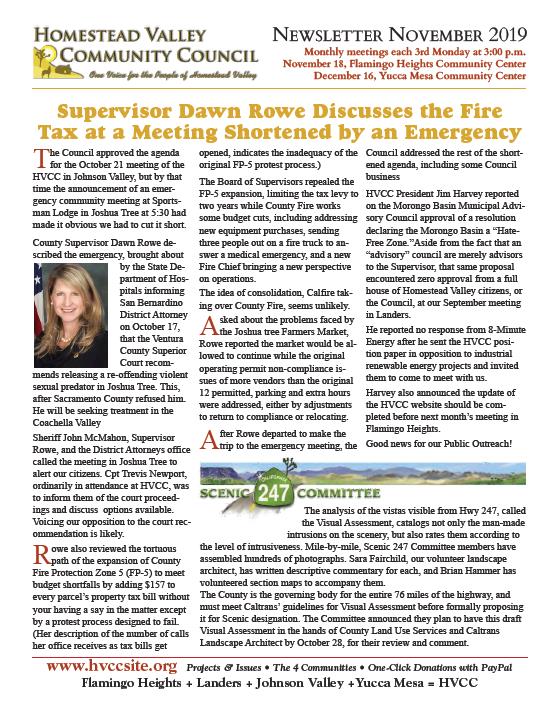 HVCC newsletter November 2019